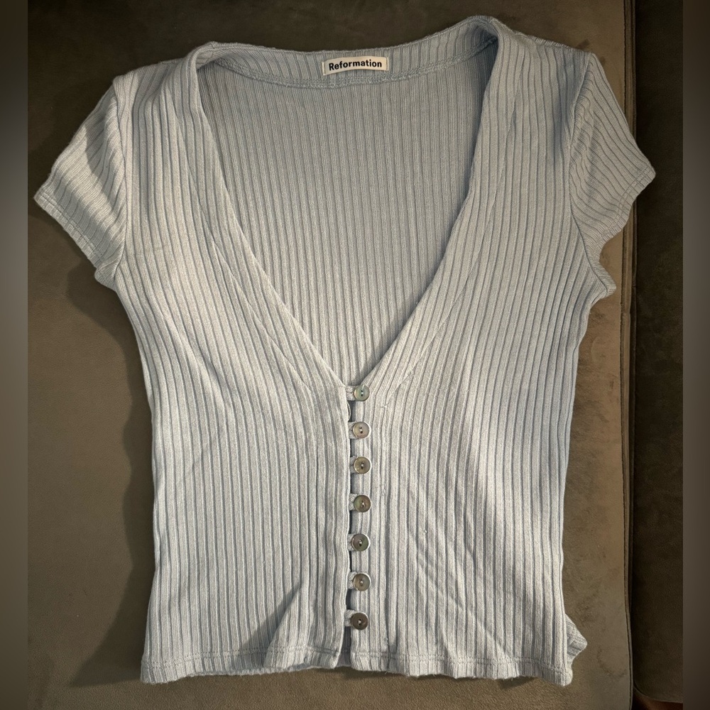 Reformation baby blue t-shirt